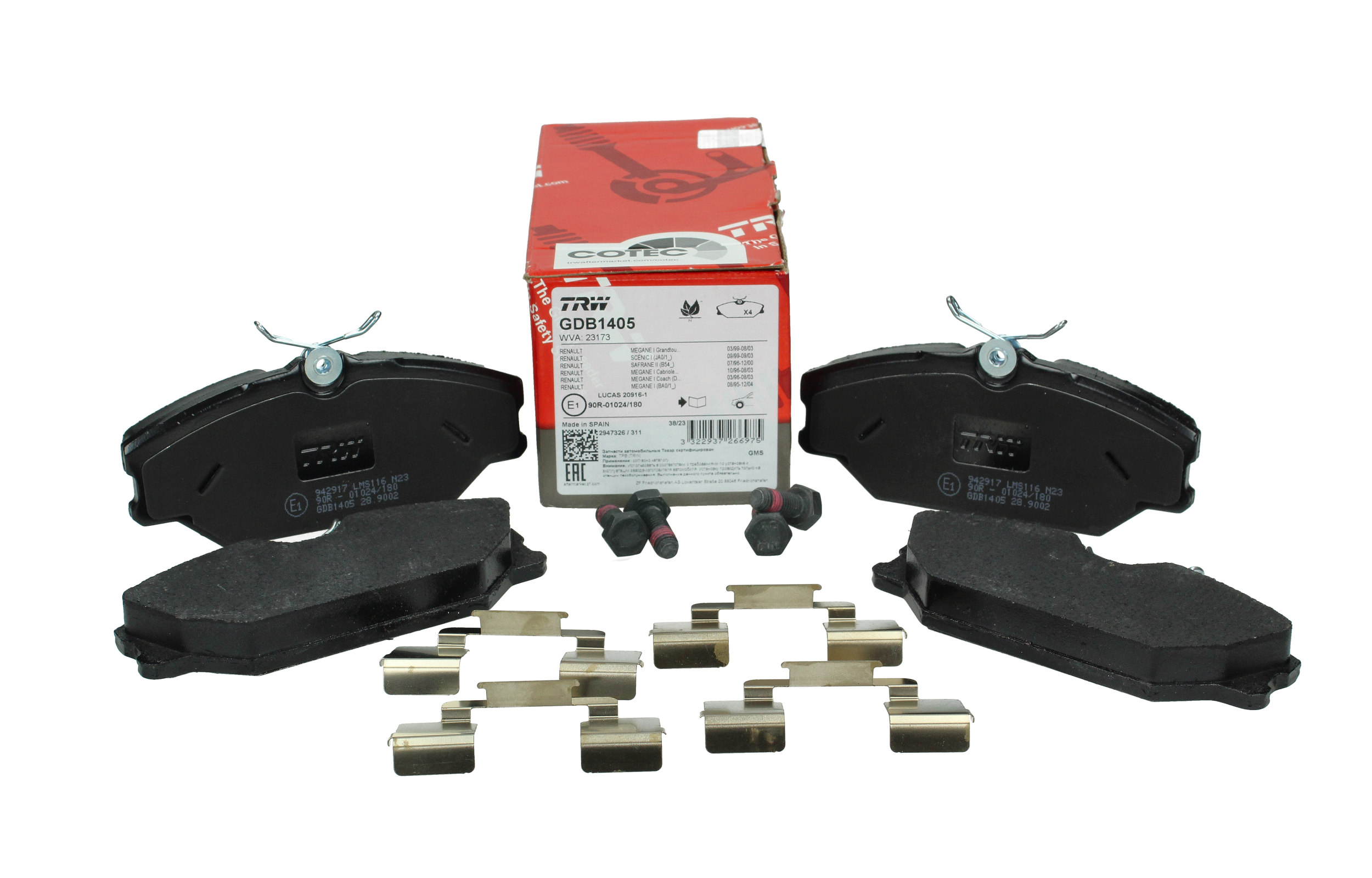 Zavorne ploščice Spredaj Renault 410604441R GDB1405 TRW main product photo